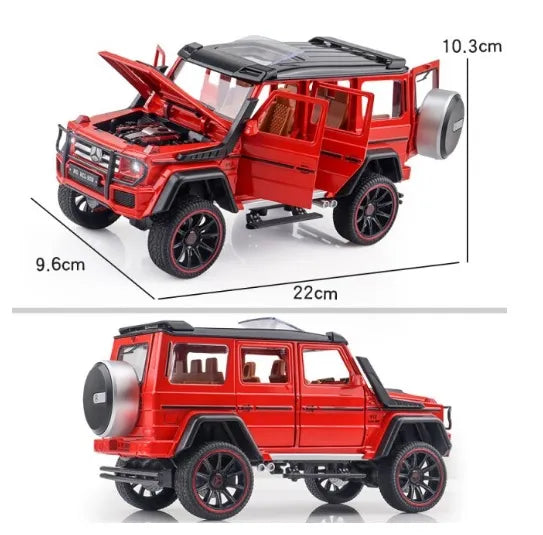 1:22 Scale Diecast G-Wagon SUV Model Car – Premium Alloy Toy Car with Sound, LED Lights, and Openable Doors