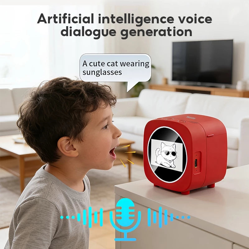AI Smart Voice Sticker Printer - Kids Inkless Thermal Maker