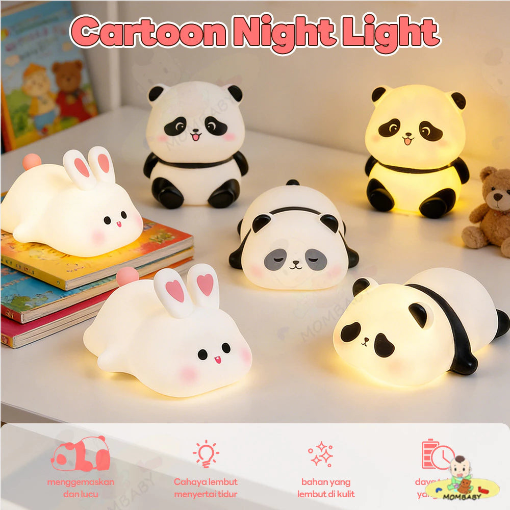Cute Silicone Cartoon Night Light | Kids Nursery Bedside Lamp