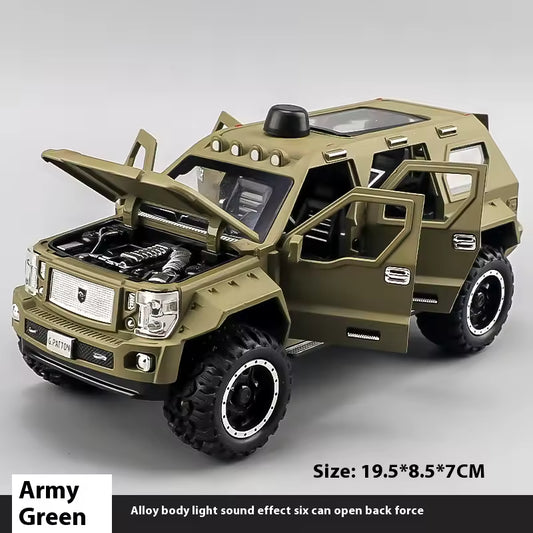 1:24 Scale George Patton Armored Off-Road SUV Die-Cast Model Car | Pull-Back Toy Car with Sound & Lights (Che Zhi 24023)