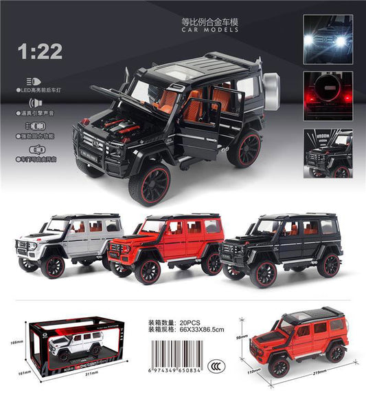 1:22 Scale Diecast G-Wagon SUV Model Car – Premium Alloy Toy Car with Sound, LED Lights, and Openable Doors